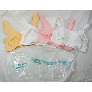 LOT: 4 Women's Intimacy Sports Bras w/ Back Keyhole - White, Pink, Peach - 32B